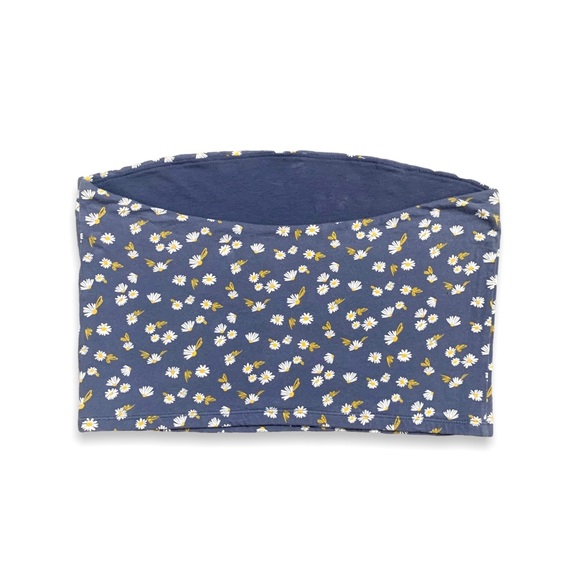 Wild Fable Floral Blue Daisy Tube Top Strapless Cropped Flower Print Size XL - Picture 6 of 12